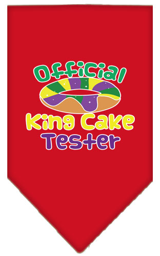 King Cake Taster Screen Print Mardi Gras Bandana Red Large